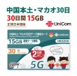 画像1: 不課税【物理SIM/ネコポスゆうパケット発送】China Unicom HK 中国/マカオ データ通信専用 プリペイドSIMカード(15GB+2GB※/30日)  )リチャージ可能 (1)