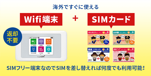 海外ですぐに使えるWifi端末+SIMカード