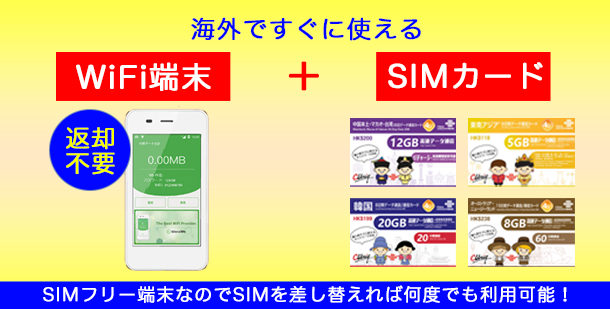 海外ですぐに使えるWifi端末+SIMカード