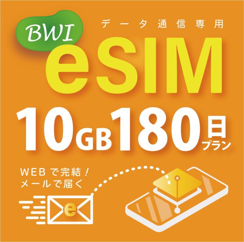 【eSIM/メール納品】docomoMVNO回線 データ専用 SIMカード 10GB/180日※※eSIMにつき5％OFF※※